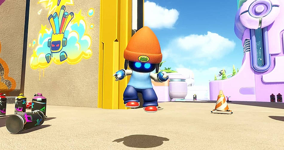 Astro Bot verkleidet als der ikonische Parappa, von PaRappa the Rapper aus dem Vorbestellbonus