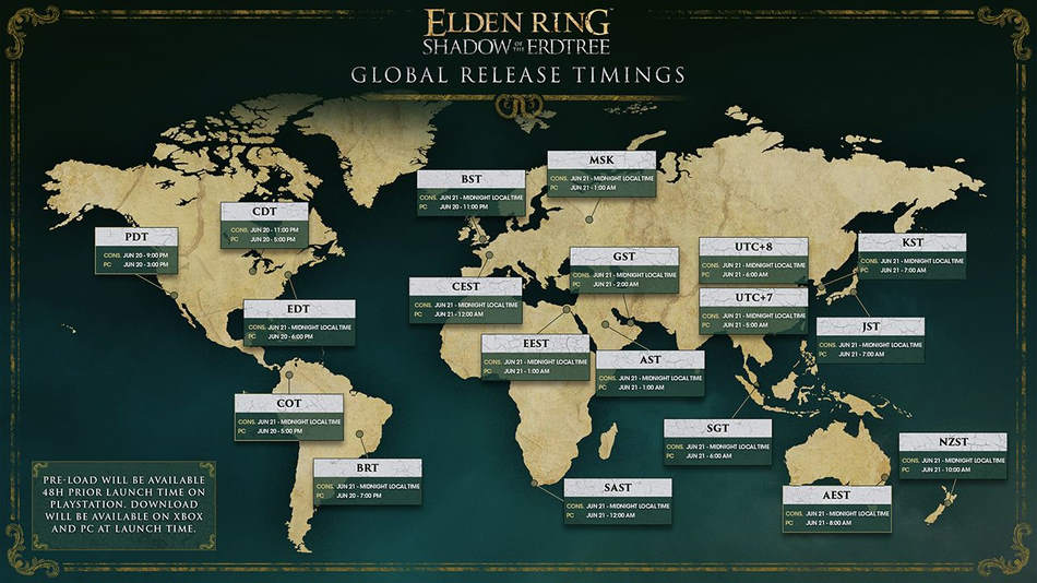 Elden Ring DLC Shadow of the Erdtree, Start- und Verfügbarkeitszeiten