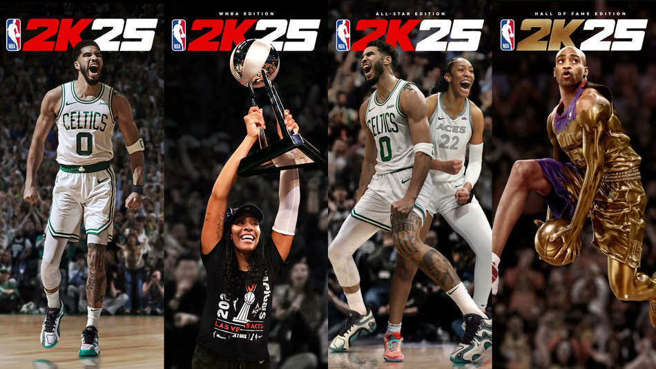 NBA 2K25 die 4 Spielcover, Standard, WNBA, All-Star und Hall of Fame