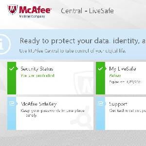 McAfee LiveSafe Zentrale Registerkarte